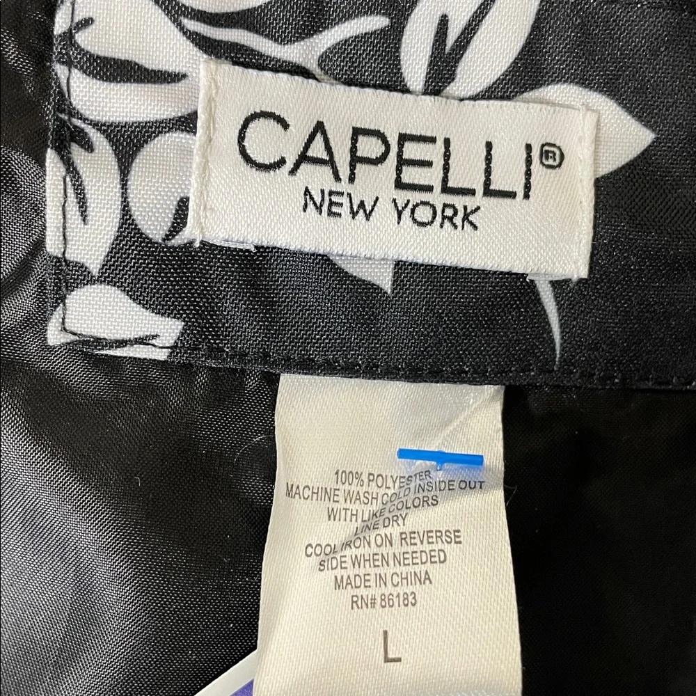 Capelli New York black and white floral print hooded RainTrench Coat - Picture 11 of 16